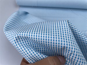 Skjorte poplin - grafisk mønster i blid turkis, lækker kvalitet